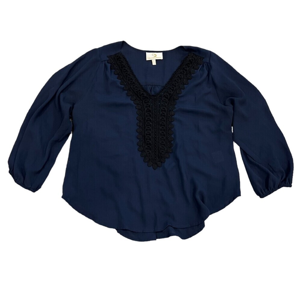 Collective Concepts Navy Crochet Detail Blouse MP